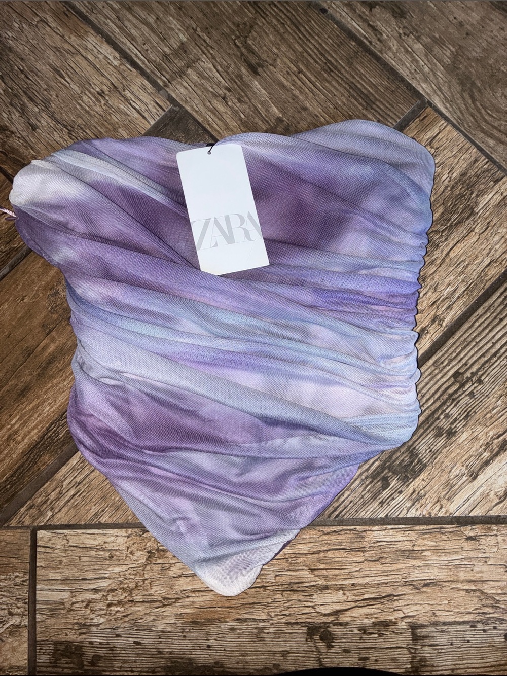 Zara Tie-Dye Bandeau tube top lavender M NWT